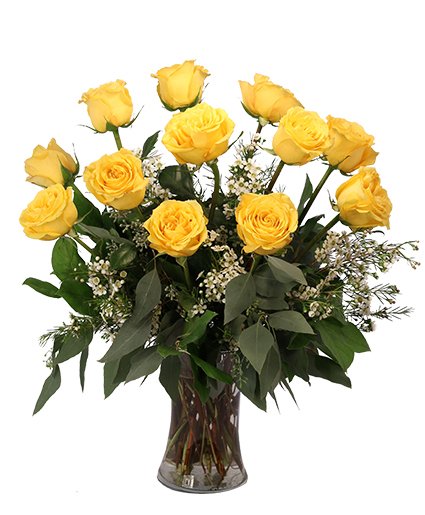 Dozen Yellow Roses Flower Arrangement - Image 2